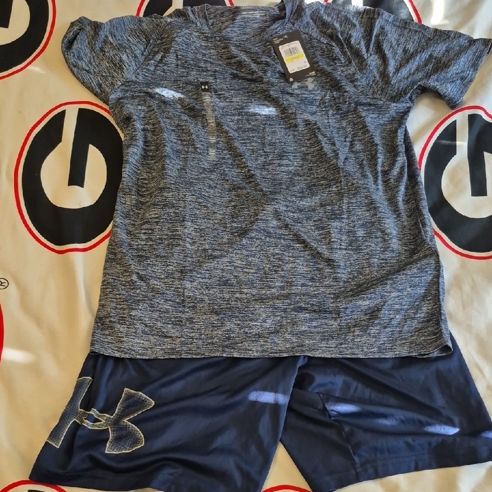 Under Armour Kids Heathered Navy T-Shirt And Shorts Set